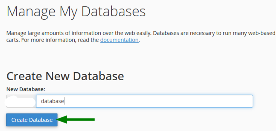 Creating New Database